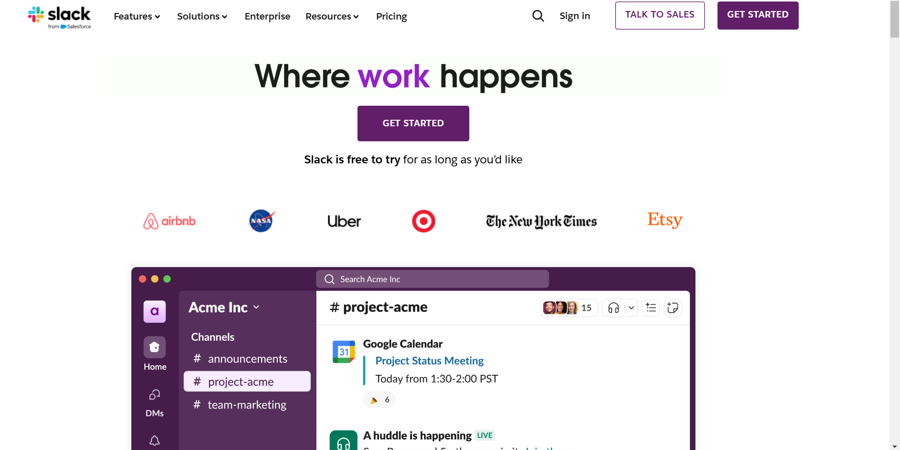 Slack’s landing page as an example of high-converting design